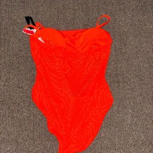 Bright Orange One Piece Swimsuit Size 12